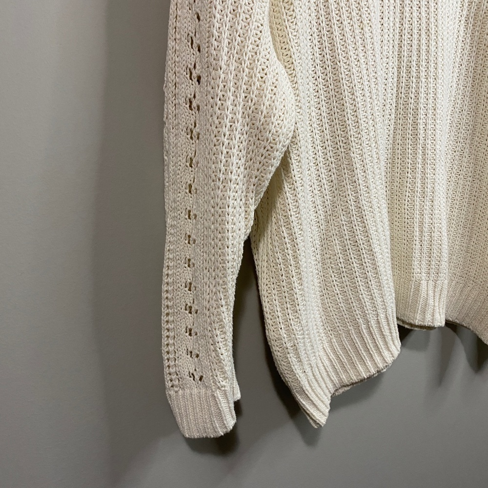 American Eagle Women's Cream Crochet Sweater Size‎ Large - Picture 3 of 11